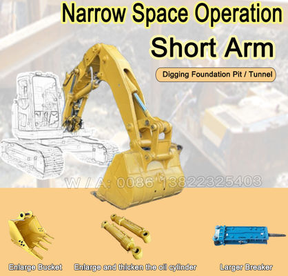 İnşaat Aygıtları Boom Tunnel Excavator Arm Short Reach Q355B Malzeme