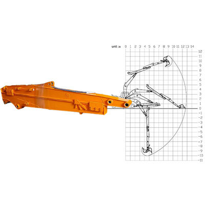 Standart Kovalı Kazıcı için Teleskopik Boom Hitachi Komatsu Sarı Kırmızı